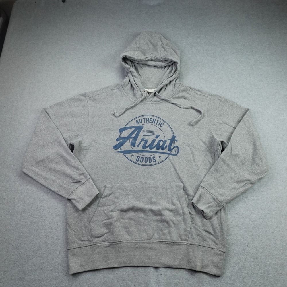 Ariat Hoodie Women Size M Gray Real Graphic Logo Hood Western Casual Pullover